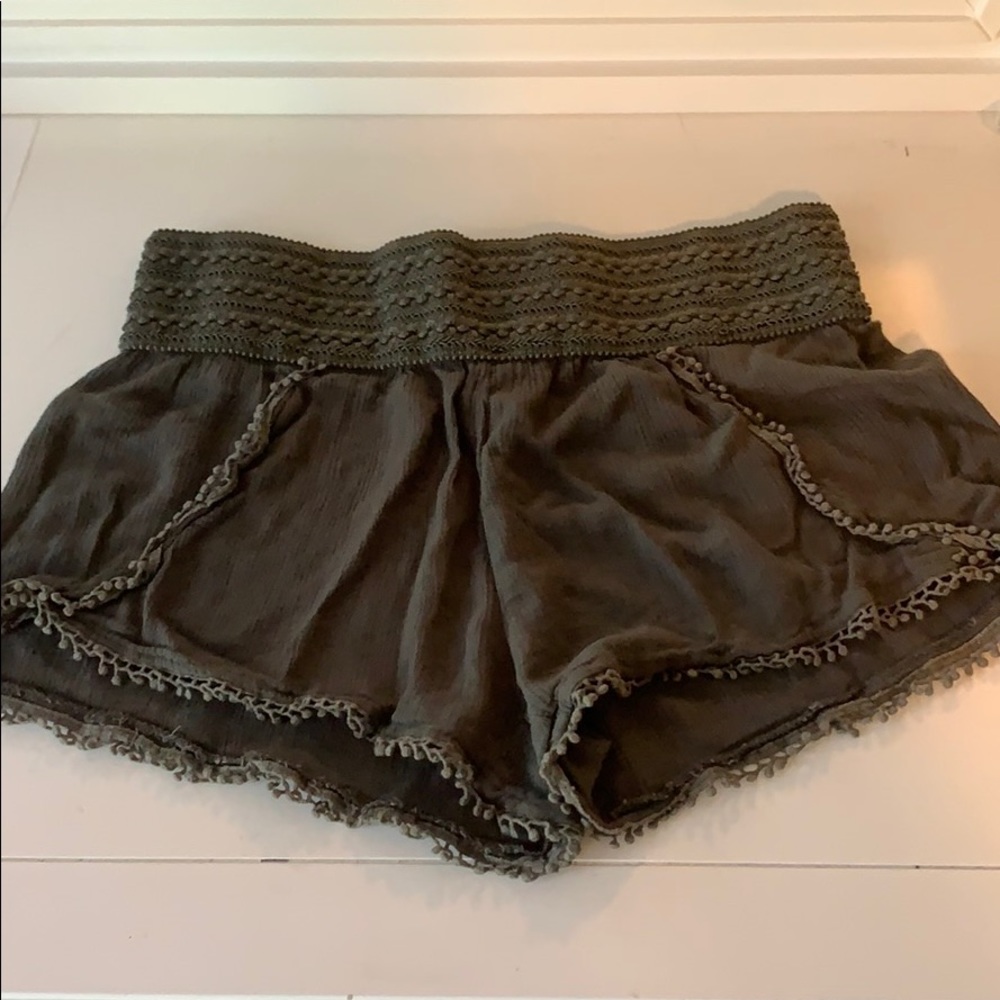 Army green beach shorts